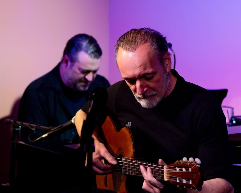 Andy Langham and Dori Amarilio; performance at Gardenia, February 2022.