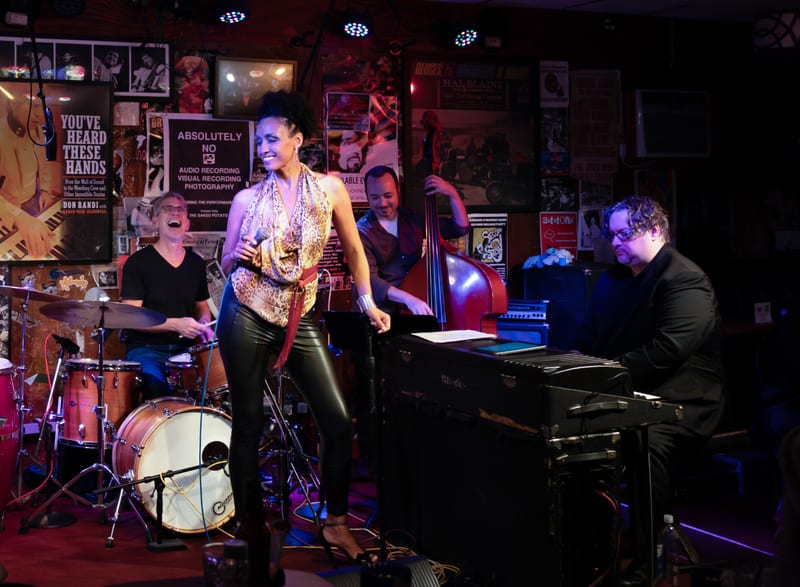 Claude Hall, Gabe Davis, Jameison Trotter, and Peter Buck; performance at Baked Potato, August 2023.