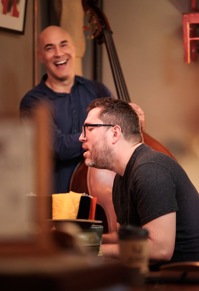 Blake White and Matt Politano; performance at Jones Coffee, January 2025.