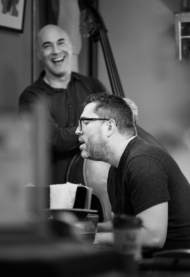 Blake White and Matt Politano; performance at Jones Coffee, January 2025.