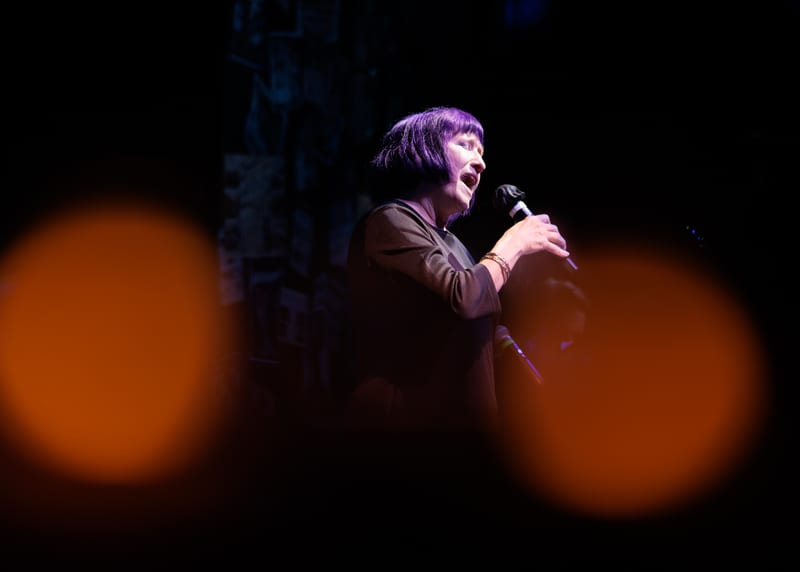 Leslie Thorson; performance at Wisteria Theater, May 2026.